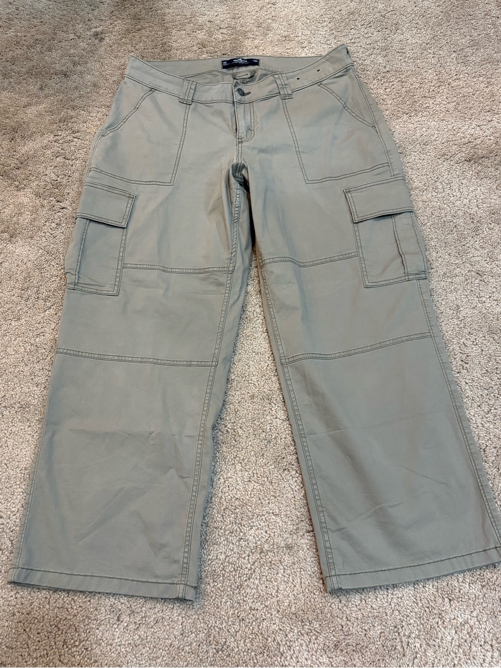 Hollister Womens Cargo Pants - Light Olive Green